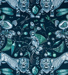 Emma J Shipley Extinct Fabric by Clarke & Clarke Navy