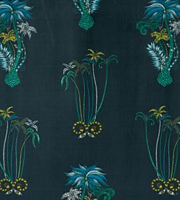 Emma J Shipley Jungle Palms Velvet Fabric by Clarke & Clarke Navy