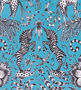 Emma J Shipley Kruger Velvet Fabric by Clarke & Clarke Teal