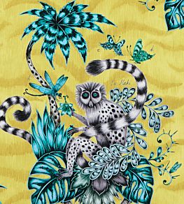 Emma J Shipley Lemur Fabric by Clarke & Clarke Lime