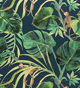 Monkey Business Fabric by Clarke & Clarke Indigo