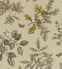 Hortus Fabric by Clarke & Clarke Charcoal / Ochre