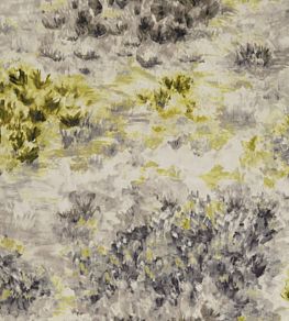 Fiore Fabric by Clarke & Clarke Charcoal / Chartreuse