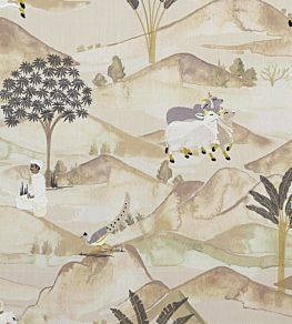 Sahara Fabric by Clarke & Clarke Charcoal/Ochre