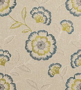 Richmond Fabric by Clarke & Clarke Teal/Acacia