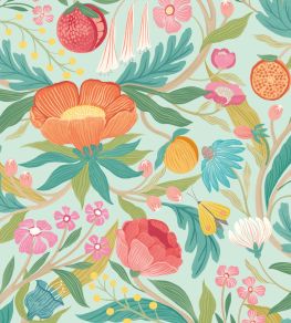 Clementine Wallpaper by Ohpopsi Seafoam Mix