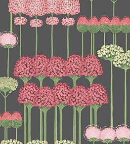 Allium Wallpaper by Cole & Son Coral & Leaf Green on Charcoal