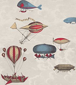 Macchine Volanti Wallpaper by Cole & Son Stone, Rouge, Blue