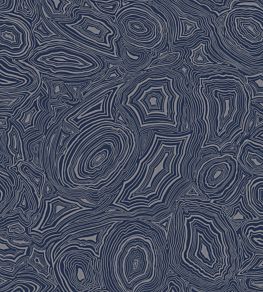 Malachite Wallpaper by Cole & Son Royal Blue and Silver