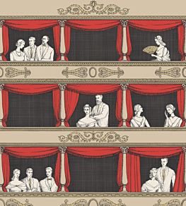 Teatro Wallpaper by Cole & Son Linen and Rouge