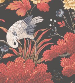 Crane Bird Wallpaper by Woodchip & Magnolia Japanese Red