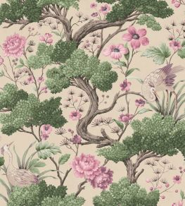 Crane Bird Wallpaper by Woodchip & Magnolia Rose Pink/Cream