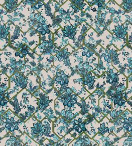 Creeping Trellis Fabric by Parker & Jules Electric Moss