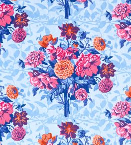 Dahlia Bunch Fabric by Harlequin Lapis/Carnelian/Spinel