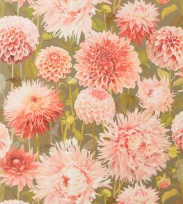 Dahlia Wallpaper by Harlequin Coral / Fig Leaf / Gilver