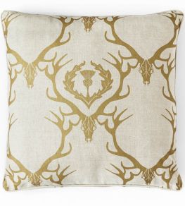Deer Damask Pillow 24 x 24" by Barneby Gates Gold