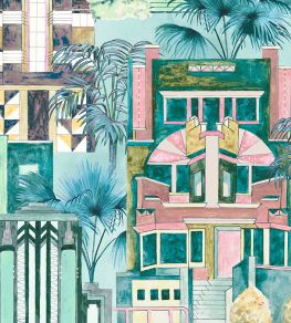 Downtown Deco Wallpaper by Brand McKenzie Miami Mint