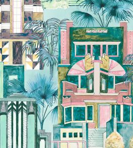 Downtown Deco Wallpaper by Brand McKenzie Miami Mint