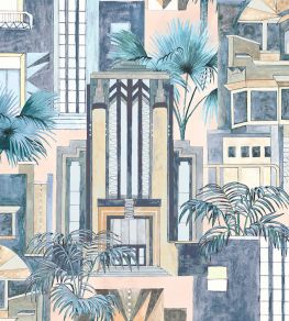 Downtown Deco Wallpaper by Brand McKenzie Pastel Blue