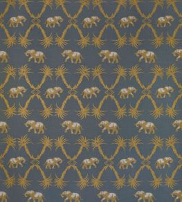 Elephant Palm Fabric by Barneby Gates Gunmetal / Gold
