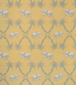 Elephant Palm Fabric by Barneby Gates Ochre / Blue