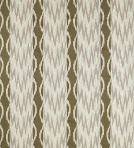 Embroidered Ikat Stripe Fabric by Zoffany Green Stone