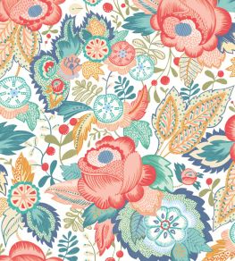 Emily Rose Wallpaper by Ohpopsi Petrol & Coral