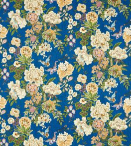 Emperor Peony Fabric by Sanderson Herbal Blue / Amber