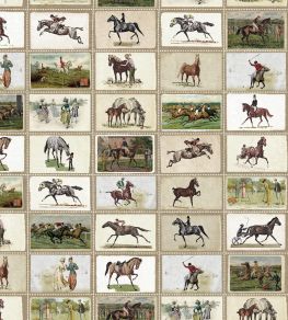 English Equestrian Stamps Wallpaper by MINDTHEGAP Taupe/Green/Brown