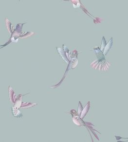 Exotic Birds Wallpaper by Brand McKenzie Duck Egg Blue