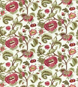 Flame Stitch Tree Fabric by Zoffany Evergreen / Tuscan Pink
