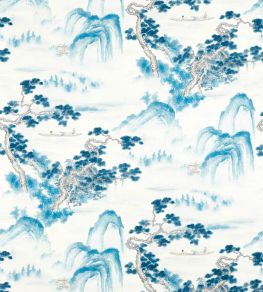 Floating Mountains Fabric by Zoffany Indigo