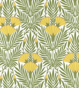 Floral Fanfare Wallpaper by 1838 Wallcoverings Vivid Yellow