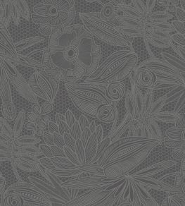 Floral Lace Wallpaper by Eijffinger Black/Grey