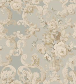 Floral Rococo Wallpaper by Mulberry Home Aqua