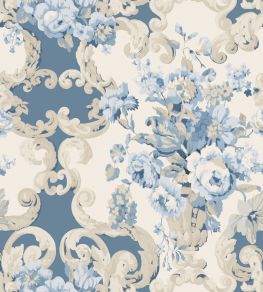 Floral Rococo Wallpaper by Mulberry Home Blue