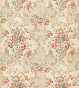 Floral Rococo Cotton Fabric by Mulberry Home Lovat/Red