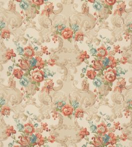 Floral Rococo Cotton Fabric by Mulberry Home Red/Green
