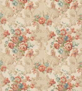 Floral Rococo Cotton Fabric by Mulberry Home Red/Green