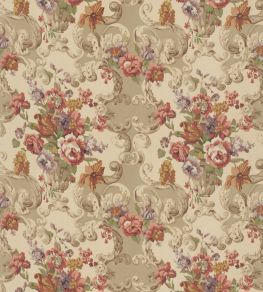Floral Rococo Cotton Fabric by Mulberry Home Red/Plum