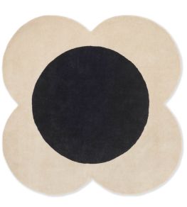 Flower Spot Round Rug by Orla Kiely Ecru/Black