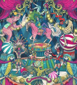 Funfair Wallpaper by Brand McKenzie Denim & Cerise