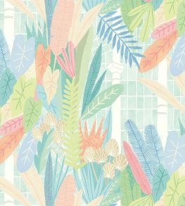 Glasshouse Wallpaper by Ohpopsi Coral & Mint