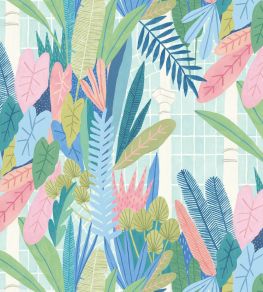 Glasshouse Wallpaper by Ohpopsi Indigo & Pink