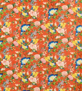 Golden Parrot Velvet Fabric by Clarke & Clarke Coral