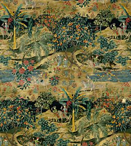 Ramayana Velvet Fabric by GP & J Baker Emerald/Sand