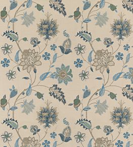 Bakers Indienne Embroidery Fabric by GP & J Baker Indigo / Stone