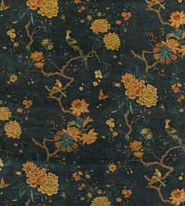 Oriental Bird Velvet Fabric by GP & J Baker Teal