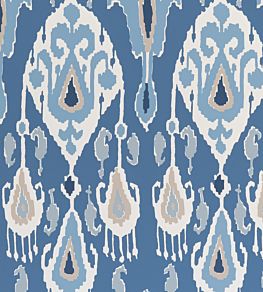 Ikat Bokhara Wallpaper by GP & J Baker Indigo