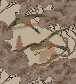 Grand Flying Duck Wallpaper by Mulberry Home Plum